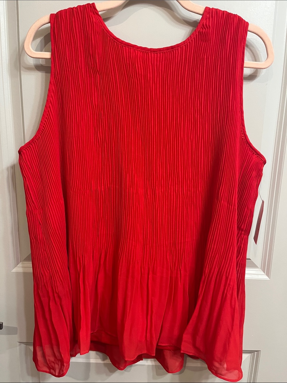 Time and Tru Red Pleated Peplum Sleeveless Tank Top